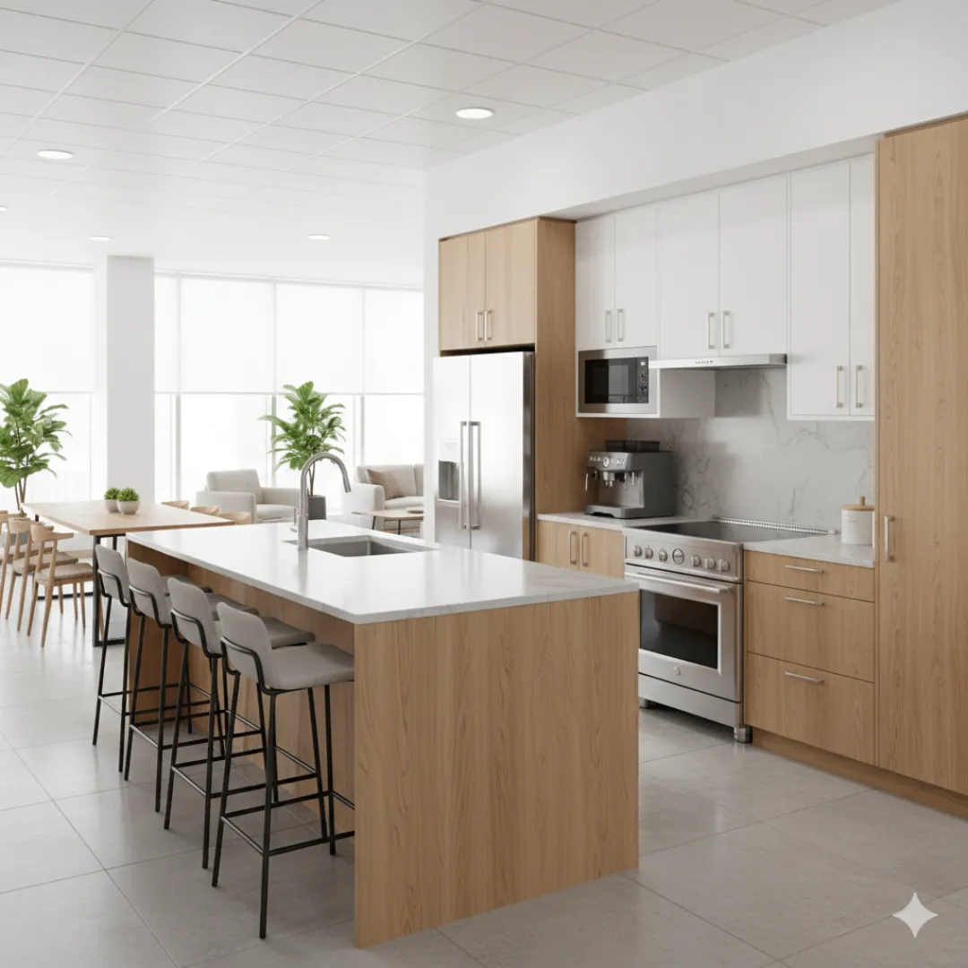 Office kitchen (canteen) with new cabinetry and appliances